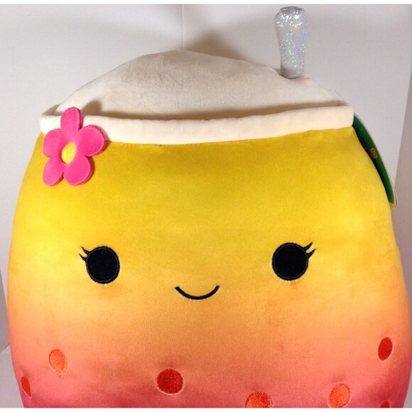 Squishmallow Kellytoy Bergit Boba Tea 16" Plush Doll Toy Stuff Animal Flower NEW - Picture 2 of 10